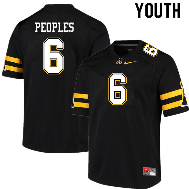 Youth #6 Camerun Peoples Appalachian State Mountaineers College Football Jerseys Sale-Black